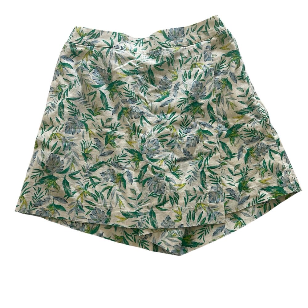 NWT UniGlo Off White Floral Print Linen Blend Causal Skort Size:M